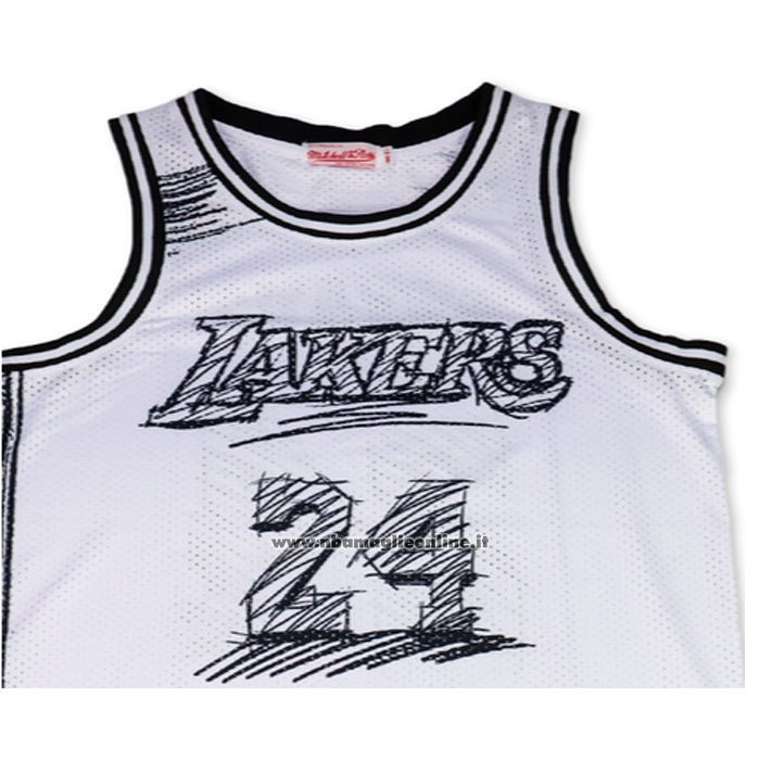 Maglia Los Angeles Lakers Kobe Bryant No 24 Mitchell & Ness 2007-08 Bianco